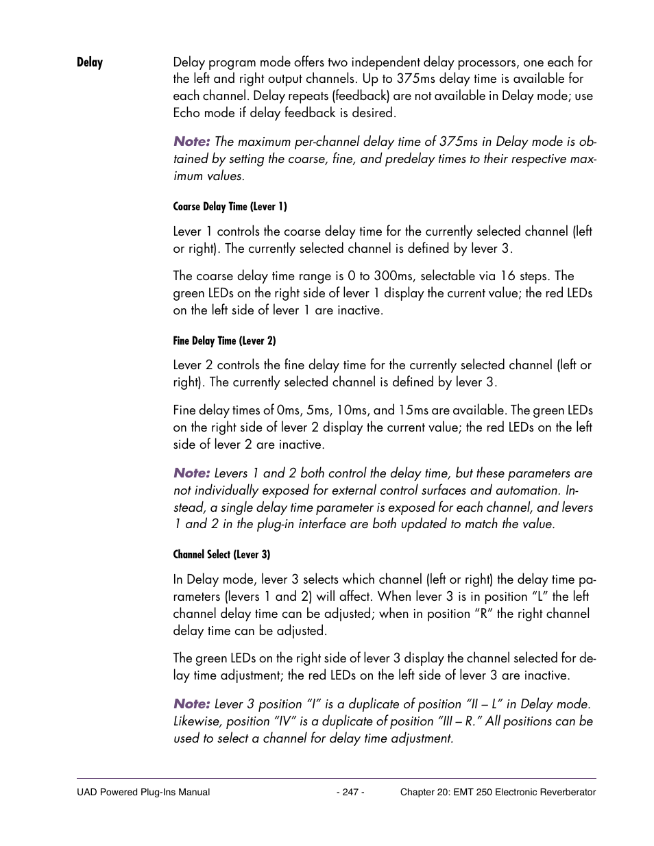 Delay | Universal Audio UAD POWERED PLUG-INS ver.6.1 User Manual | Page 247 / 585