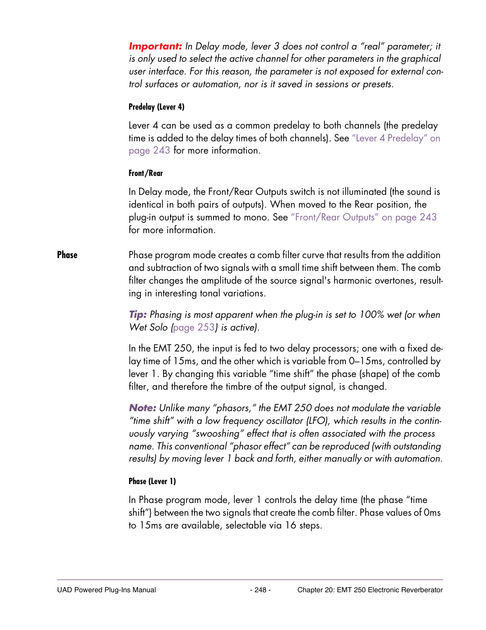 Phase | Universal Audio UAD POWERED PLUG-INS ver.6.1 User Manual | Page 248 / 585