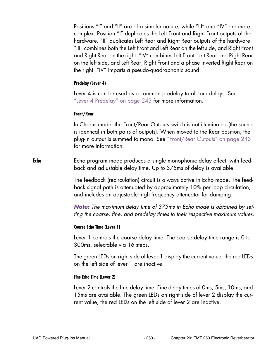 Echo | Universal Audio UAD POWERED PLUG-INS ver.6.1 User Manual | Page 250 / 585