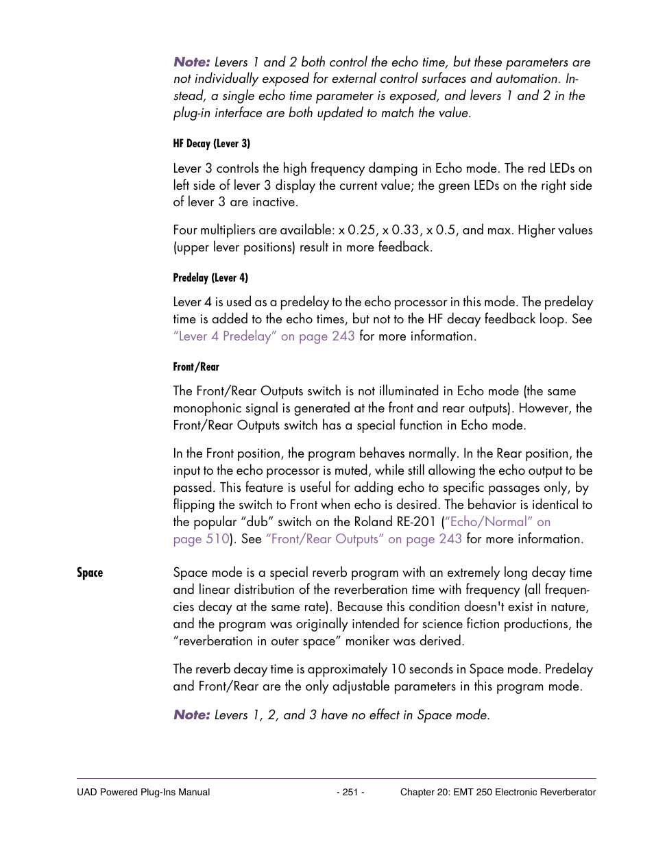 Space | Universal Audio UAD POWERED PLUG-INS ver.6.1 User Manual | Page 251 / 585