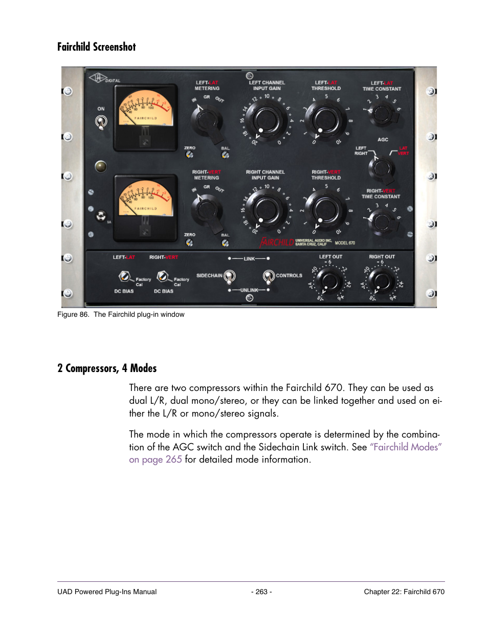 Fairchild screenshot, 2 compressors, 4 modes, Fairchild screenshot 2 compressors, 4 modes | Universal Audio UAD POWERED PLUG-INS ver.6.1 User Manual | Page 263 / 585