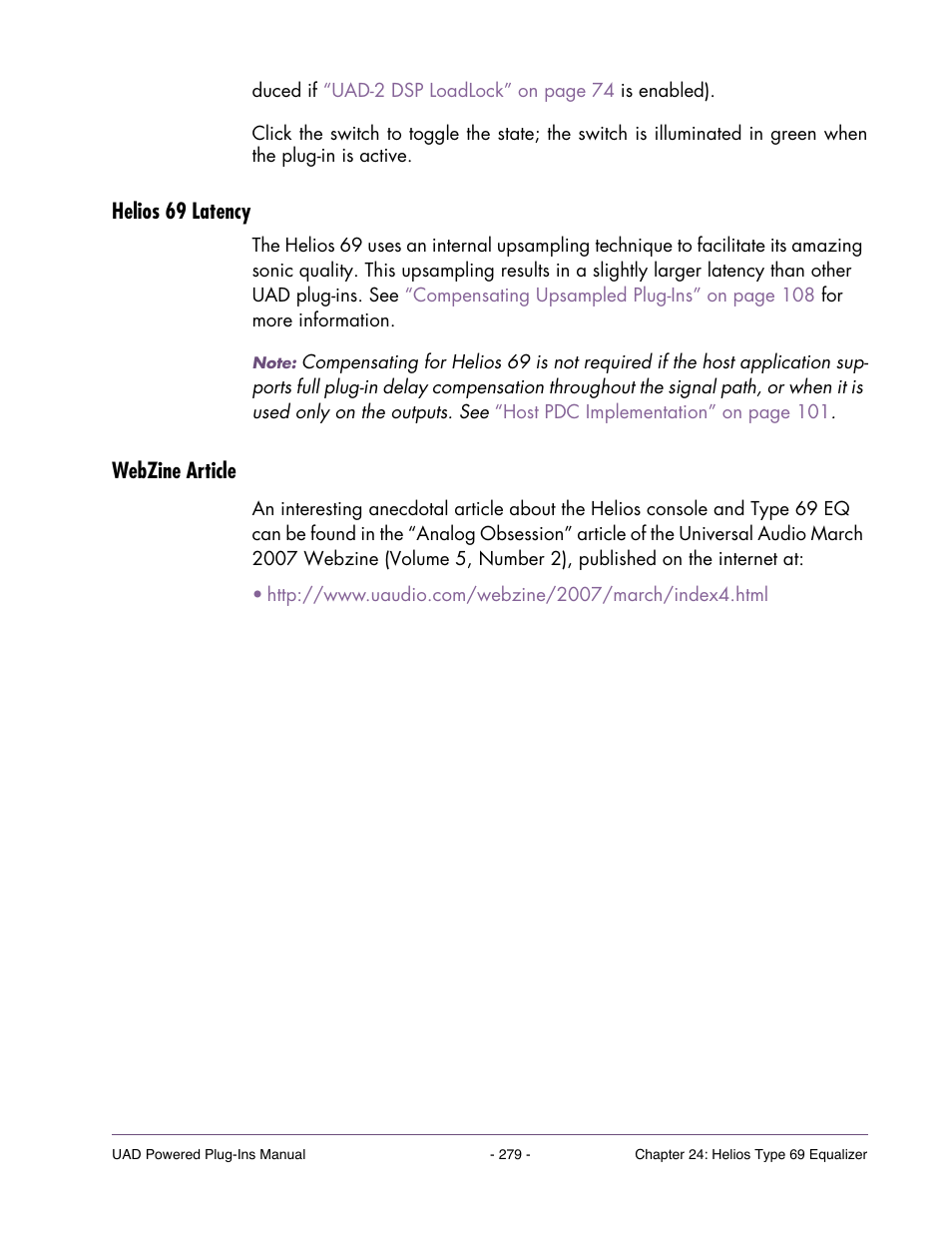 Helios 69 latency, Webzine article | Universal Audio UAD POWERED PLUG-INS ver.6.1 User Manual | Page 279 / 585