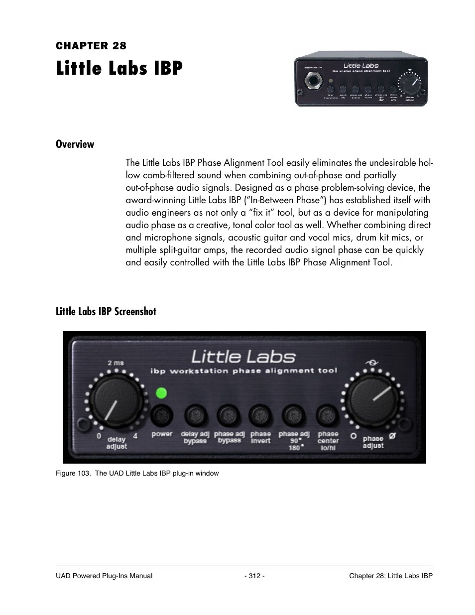 Little labs ibp, Overview, Little labs ibp screenshot | Chapter 28. little labs ibp | Universal Audio UAD POWERED PLUG-INS ver.6.1 User Manual | Page 312 / 585