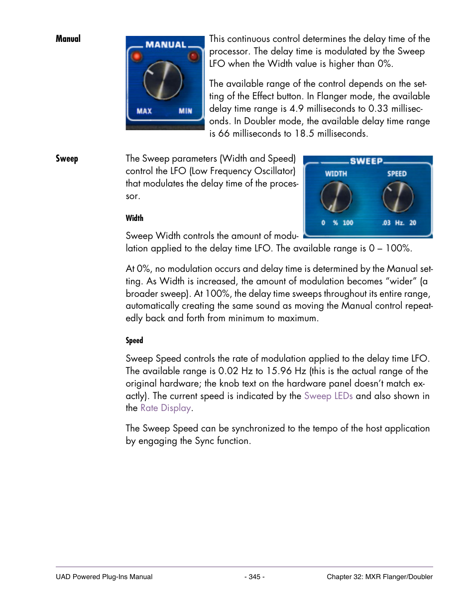 Manual, Sweep | Universal Audio UAD POWERED PLUG-INS ver.6.1 User Manual | Page 345 / 585