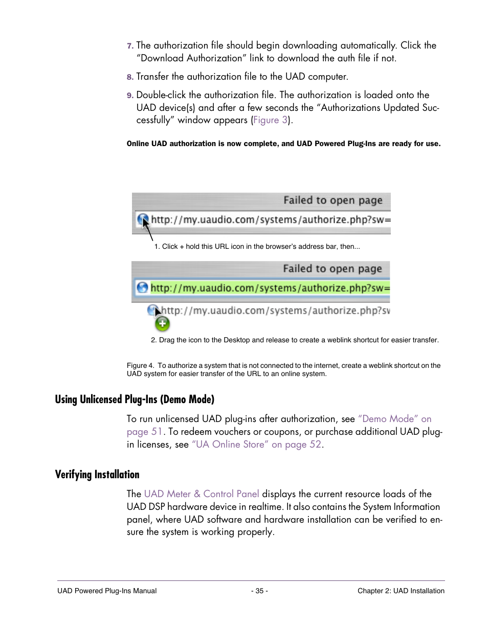 Using unlicensed plug-ins (demo mode), Verifying installation, Verify | Net computer (preferred, Figure 4 on | Universal Audio UAD POWERED PLUG-INS ver.6.1 User Manual | Page 35 / 585