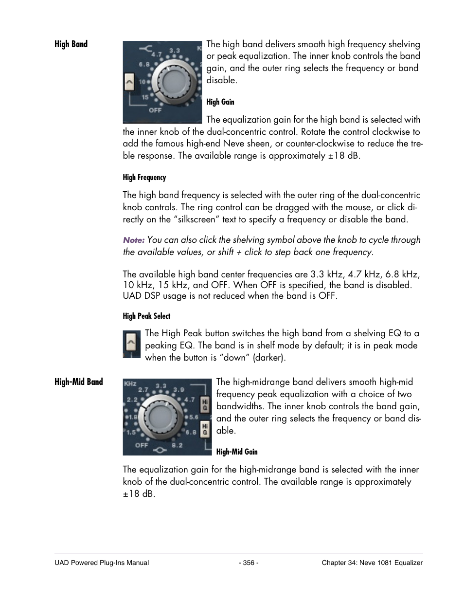 High band, High-mid band | Universal Audio UAD POWERED PLUG-INS ver.6.1 User Manual | Page 356 / 585