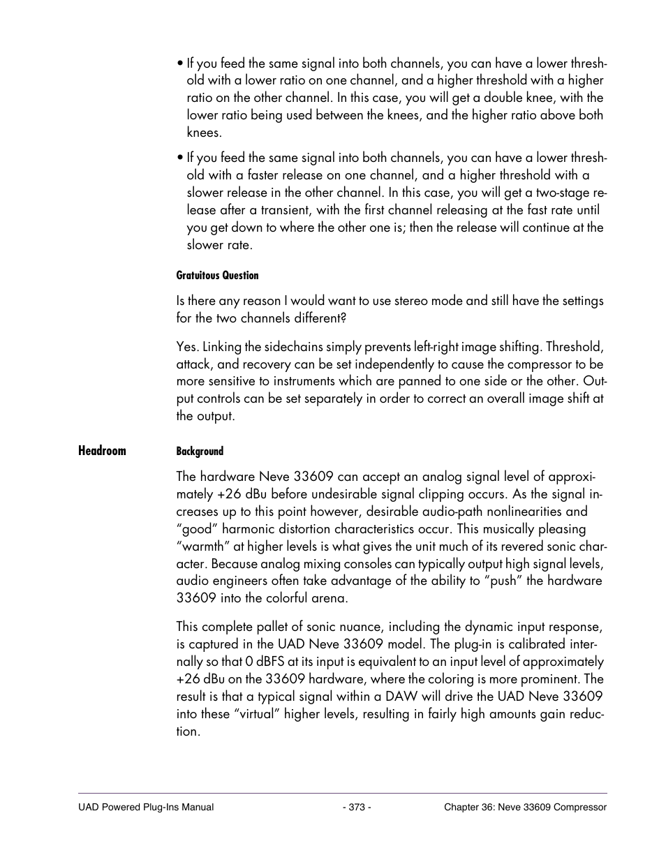 Headroom, More prominent at higher input levels (see | Universal Audio UAD POWERED PLUG-INS ver.6.1 User Manual | Page 373 / 585