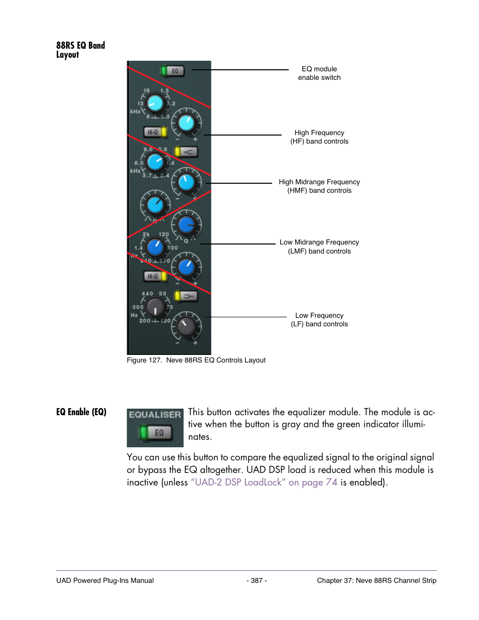 88rs eq band layout, Eq enable (eq) | Universal Audio UAD POWERED PLUG-INS ver.6.1 User Manual | Page 387 / 585