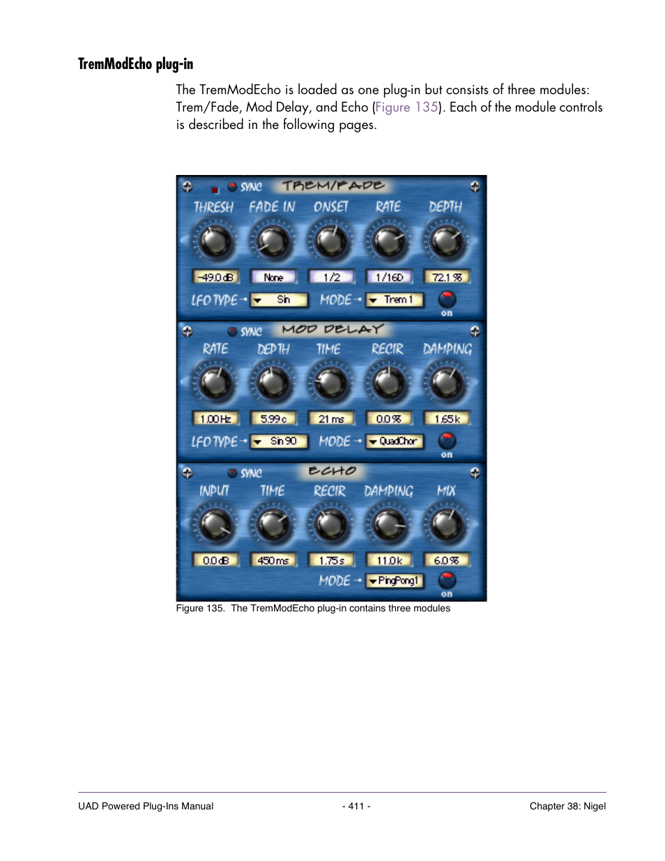 Tremmodecho plug-in | Universal Audio UAD POWERED PLUG-INS ver.6.1 User Manual | Page 411 / 585