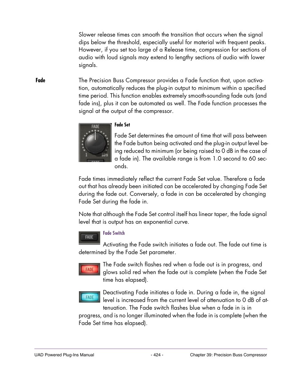 Fade | Universal Audio UAD POWERED PLUG-INS ver.6.1 User Manual | Page 424 / 585