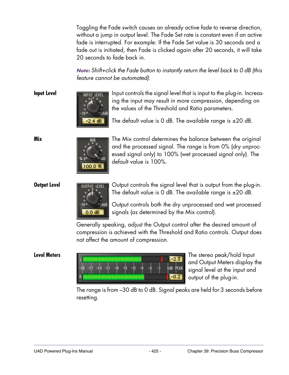 Input level, Output level, Level meters | Universal Audio UAD POWERED PLUG-INS ver.6.1 User Manual | Page 425 / 585