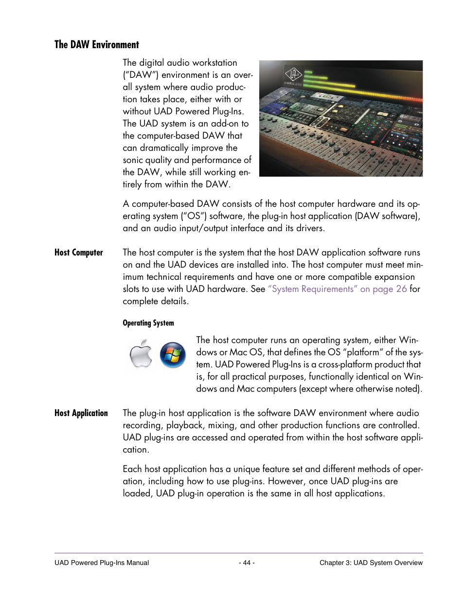 The daw environment, Host computer, Host application | Universal Audio UAD POWERED PLUG-INS ver.6.1 User Manual | Page 44 / 585