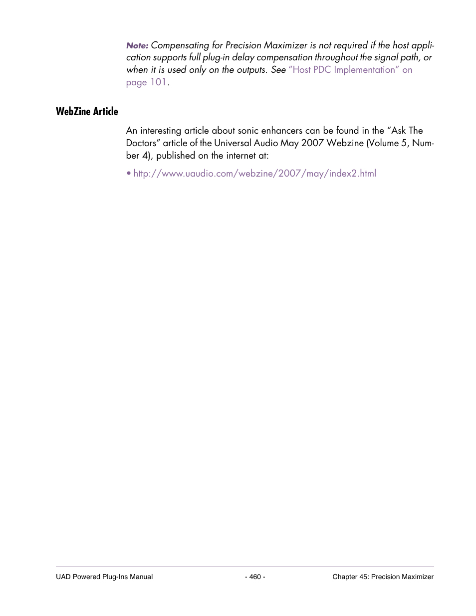 Webzine article | Universal Audio UAD POWERED PLUG-INS ver.6.1 User Manual | Page 460 / 585