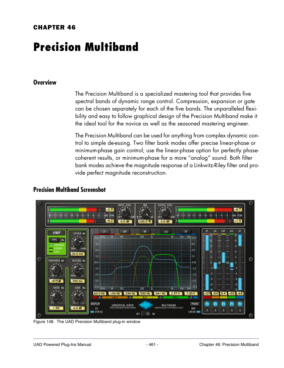 Precision multiband, Overview, Precision multiband screenshot | Chapter 46. precision multiband | Universal Audio UAD POWERED PLUG-INS ver.6.1 User Manual | Page 461 / 585