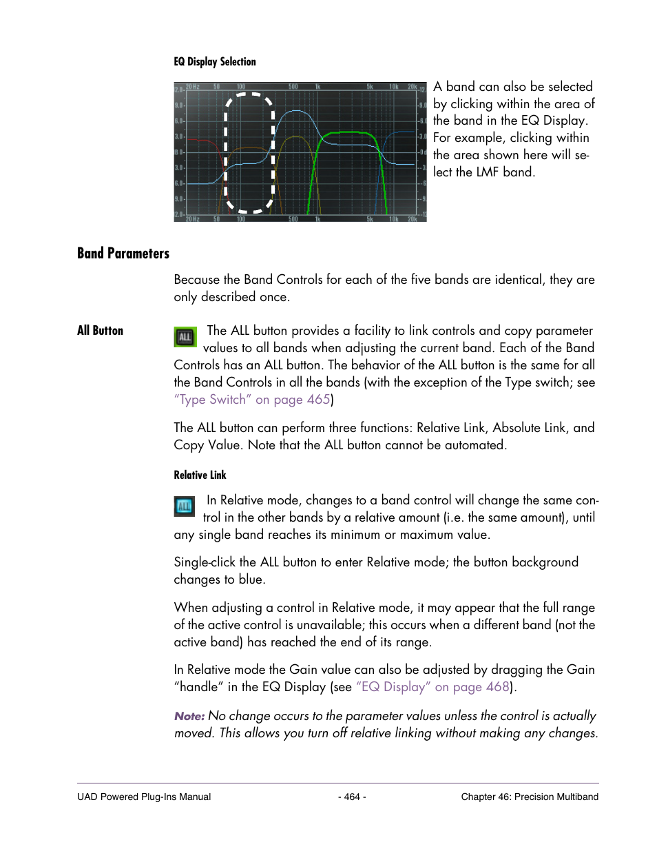 Band parameters, All button | Universal Audio UAD POWERED PLUG-INS ver.6.1 User Manual | Page 464 / 585