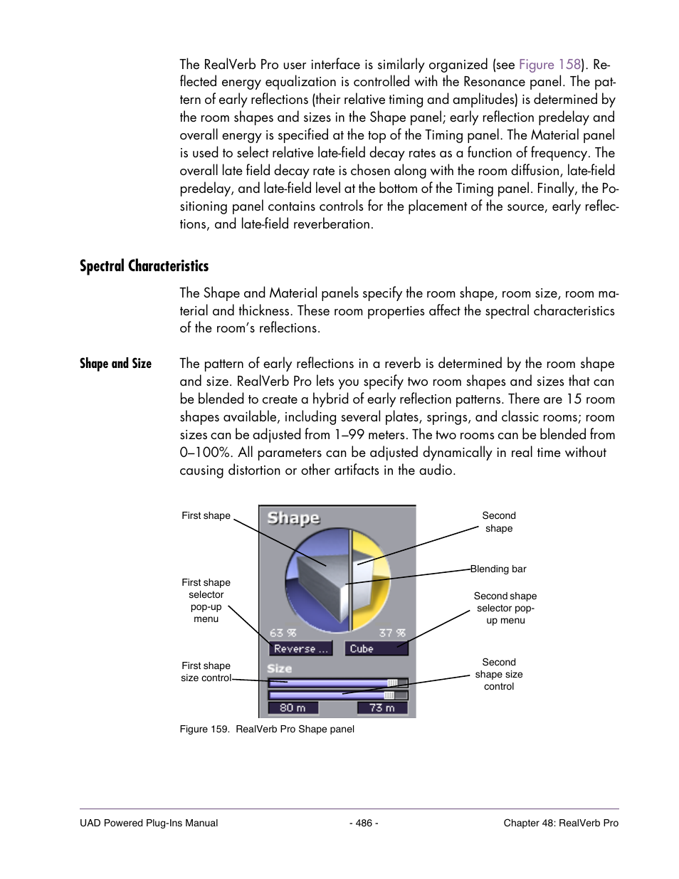 Spectral characteristics, Shape and size | Universal Audio UAD POWERED PLUG-INS ver.6.1 User Manual | Page 486 / 585