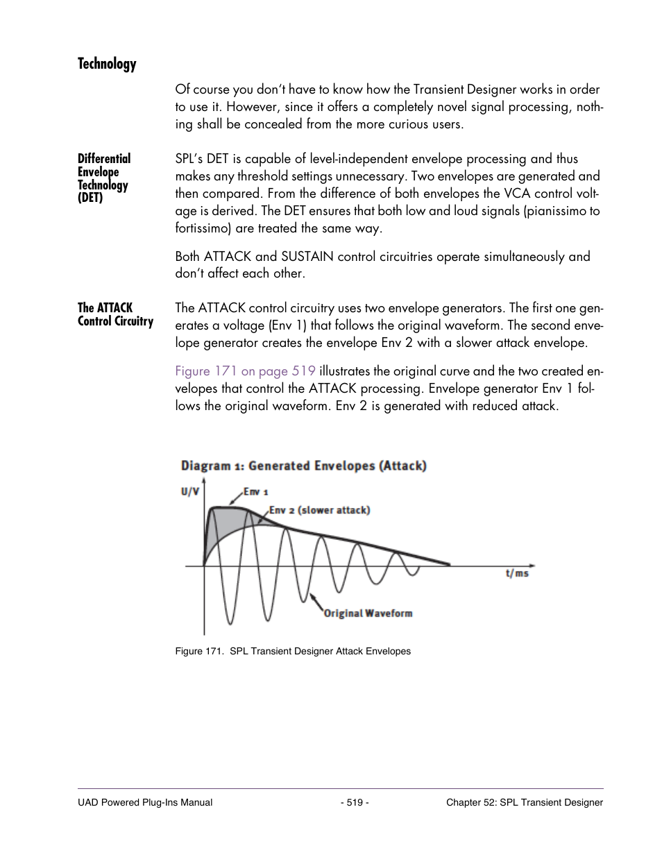 Technology, Differential envelope technology (det), The attack control circuitry | For more information, see | Universal Audio UAD POWERED PLUG-INS ver.6.1 User Manual | Page 519 / 585