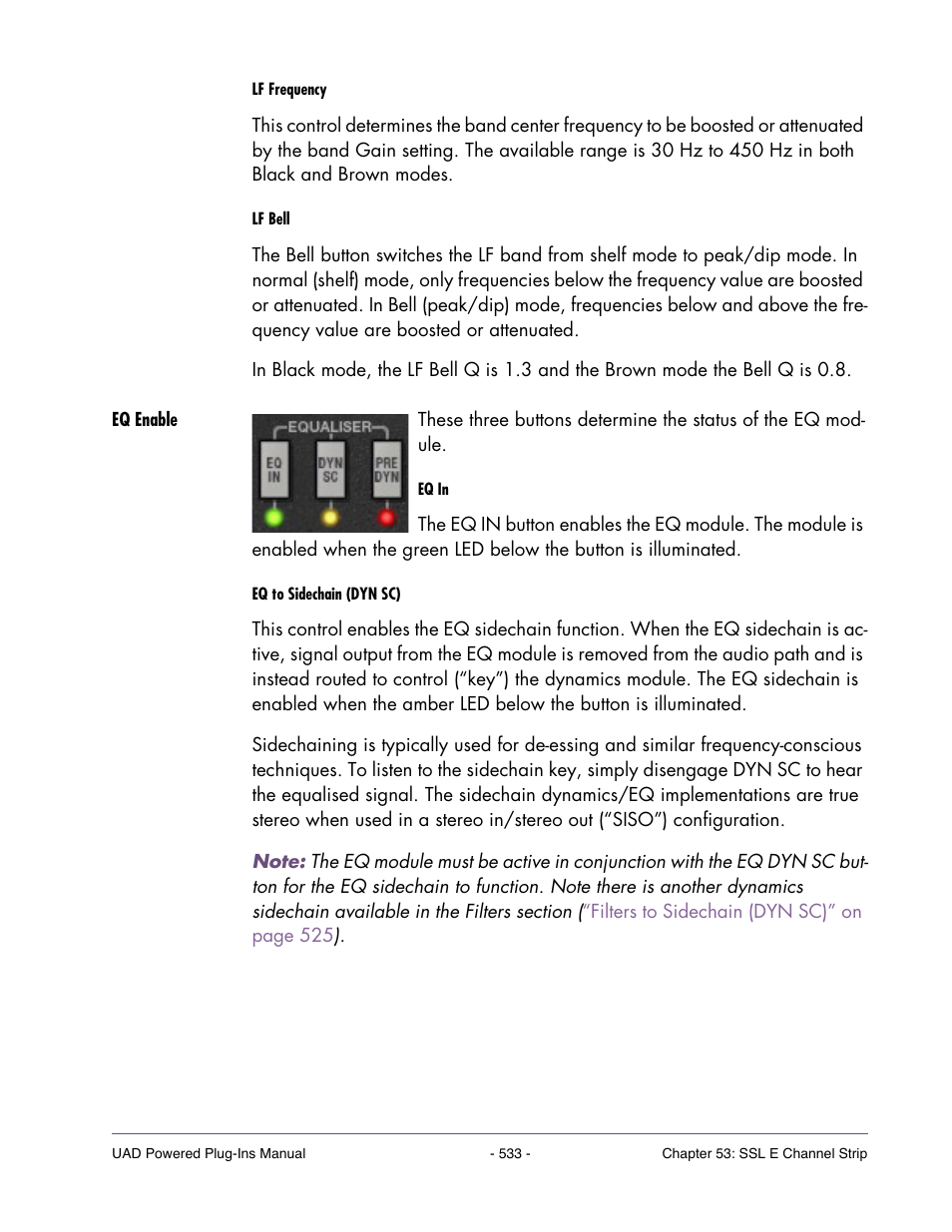 Eq enable, Eq to sidechain | Universal Audio UAD POWERED PLUG-INS ver.6.1 User Manual | Page 533 / 585