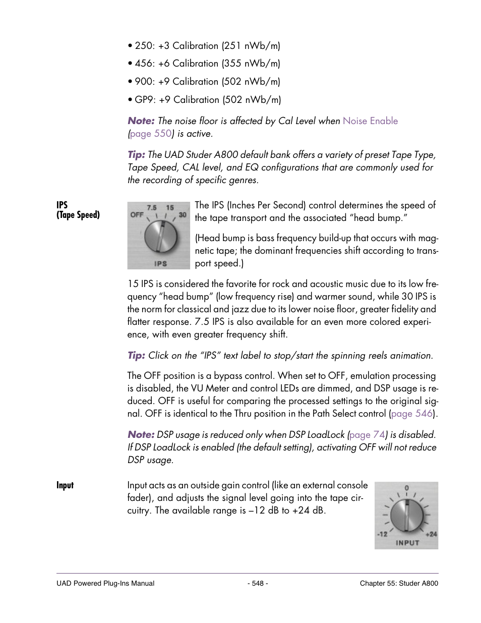 Ips (tape speed), Input | Universal Audio UAD POWERED PLUG-INS ver.6.1 User Manual | Page 548 / 585