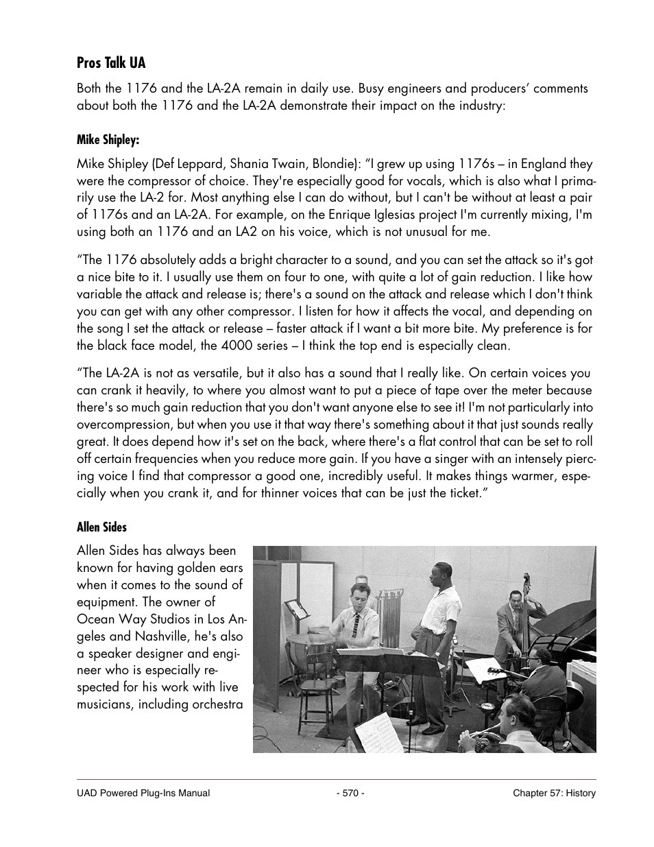 Pros talk ua, Mike shipley, Allen sides | Universal Audio UAD POWERED PLUG-INS ver.6.1 User Manual | Page 570 / 585