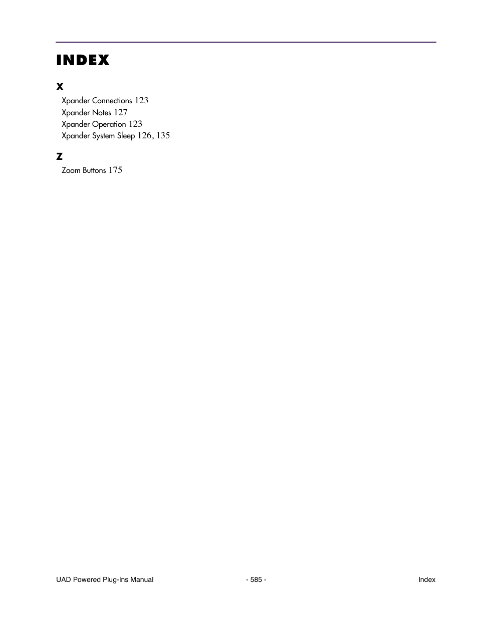 Index | Universal Audio UAD POWERED PLUG-INS ver.6.1 User Manual | Page 585 / 585