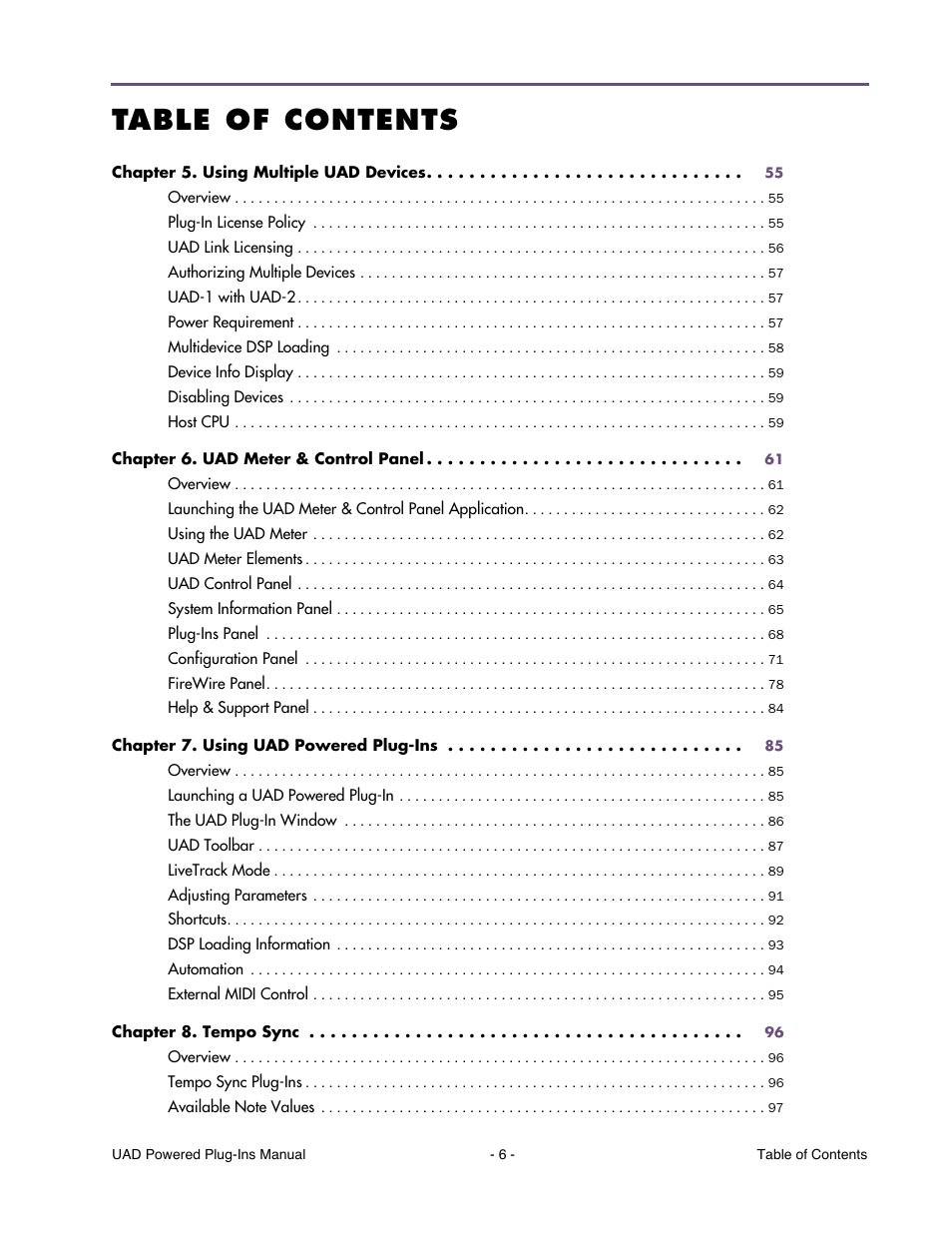 Universal Audio UAD POWERED PLUG-INS ver.6.1 User Manual | Page 6 / 585