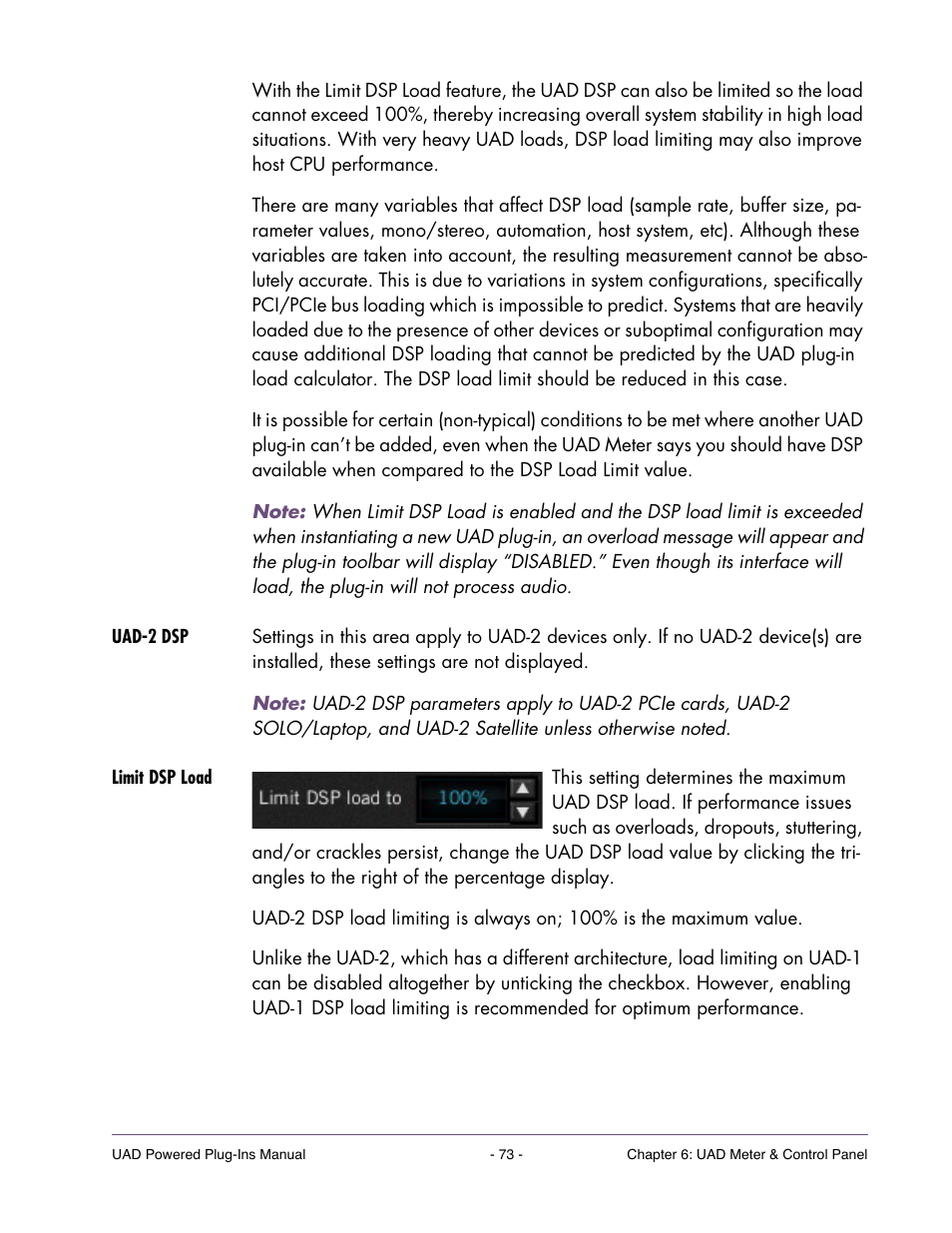 Uad-2 dsp, Limit dsp load | Universal Audio UAD POWERED PLUG-INS ver.6.1 User Manual | Page 73 / 585