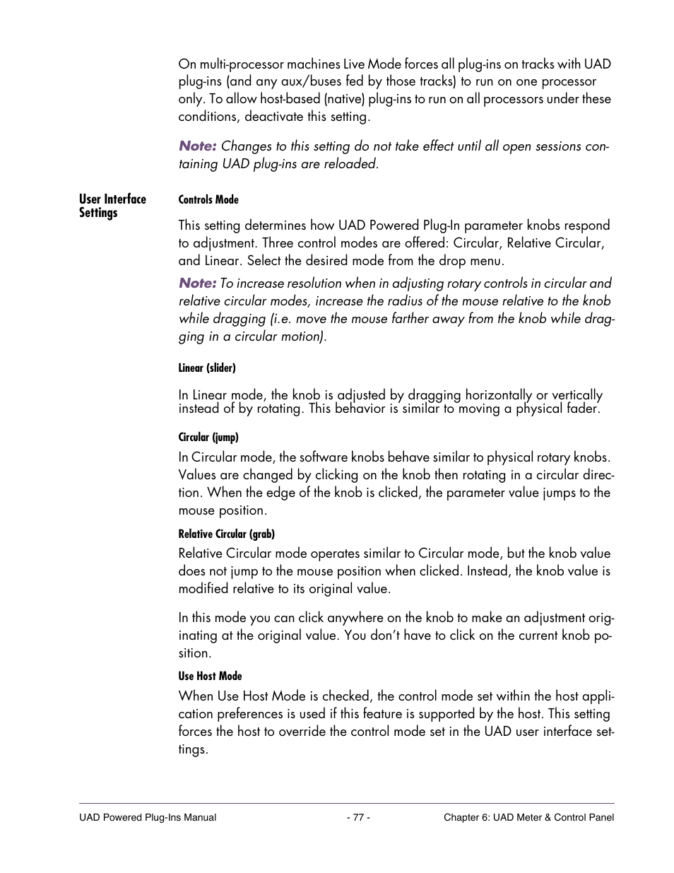 User interface settings | Universal Audio UAD POWERED PLUG-INS ver.6.1 User Manual | Page 77 / 585