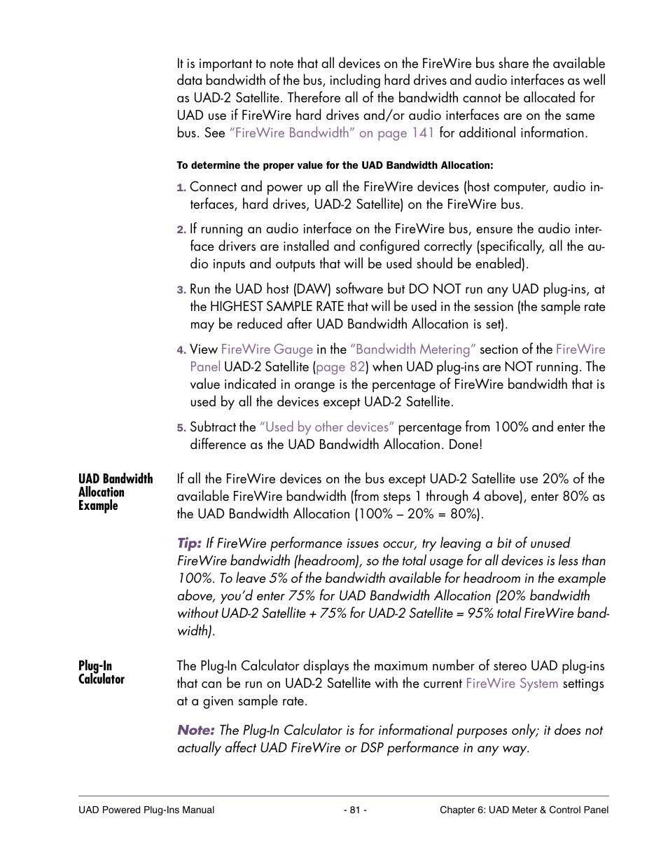 Uad bandwidth allocation example, Plug-in calculator | Universal Audio UAD POWERED PLUG-INS ver.6.1 User Manual | Page 81 / 585