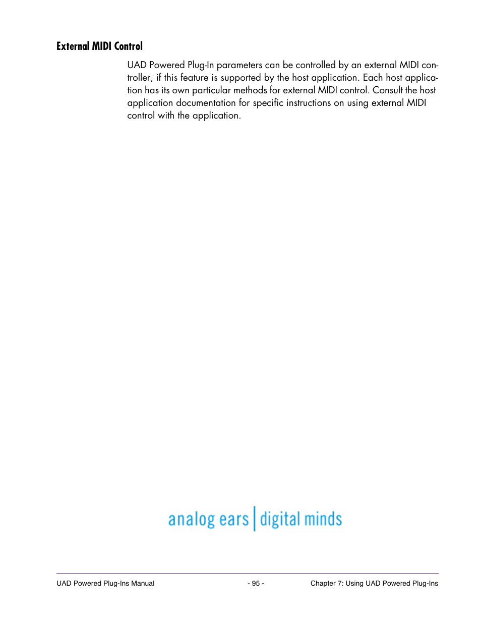 External midi control | Universal Audio UAD POWERED PLUG-INS ver.6.1 User Manual | Page 95 / 585