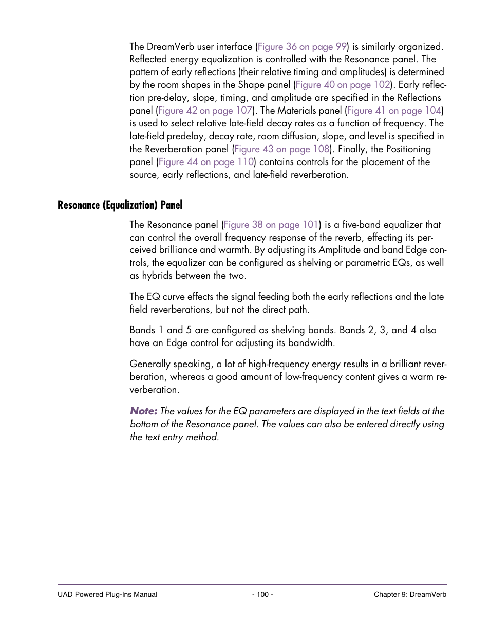 Resonance (equalization) panel | Universal Audio UAD Plug-Ins ver.7.4.2 User Manual | Page 100 / 508