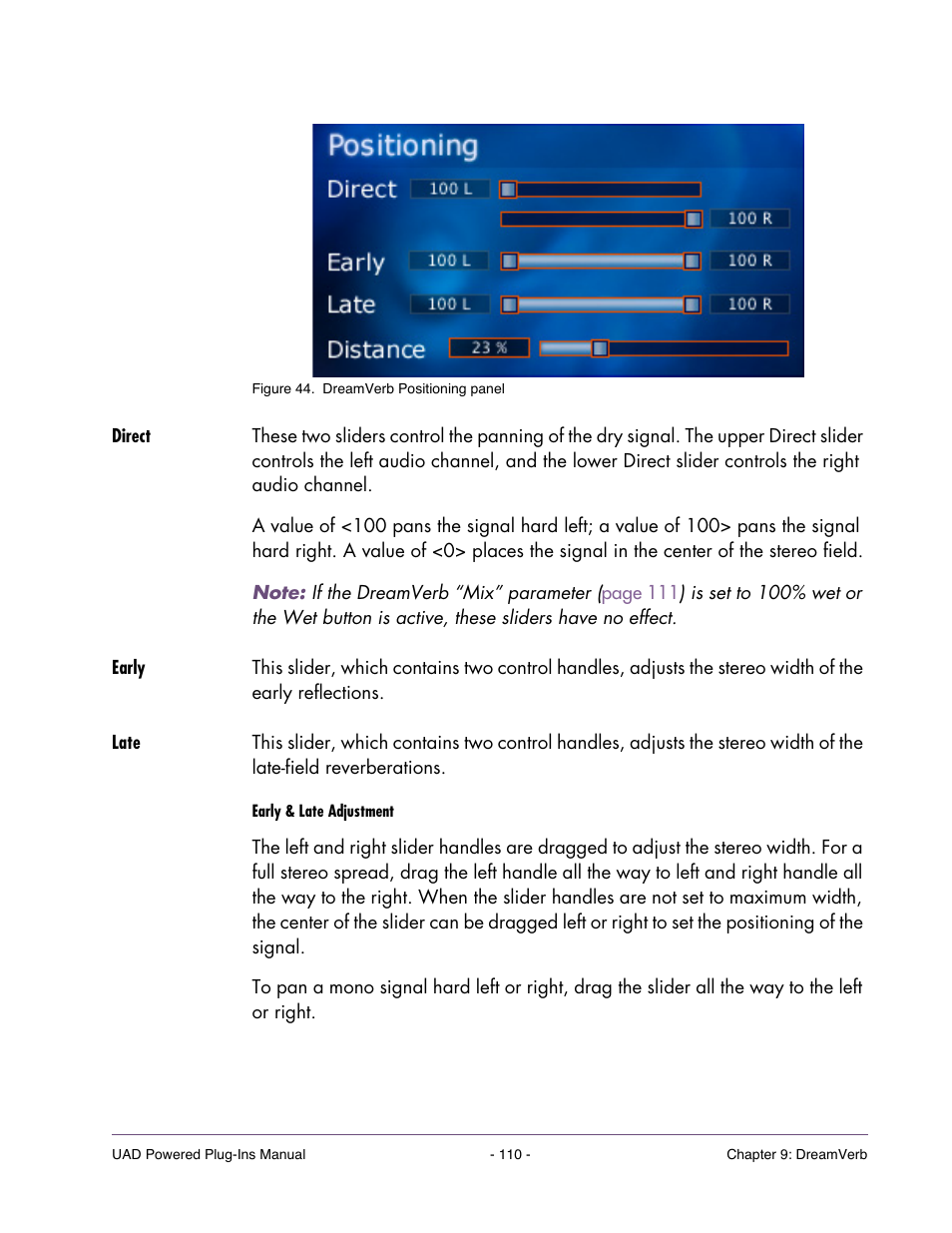 Direct, Early, Late | Panel | Universal Audio UAD Plug-Ins ver.7.4.2 User Manual | Page 110 / 508