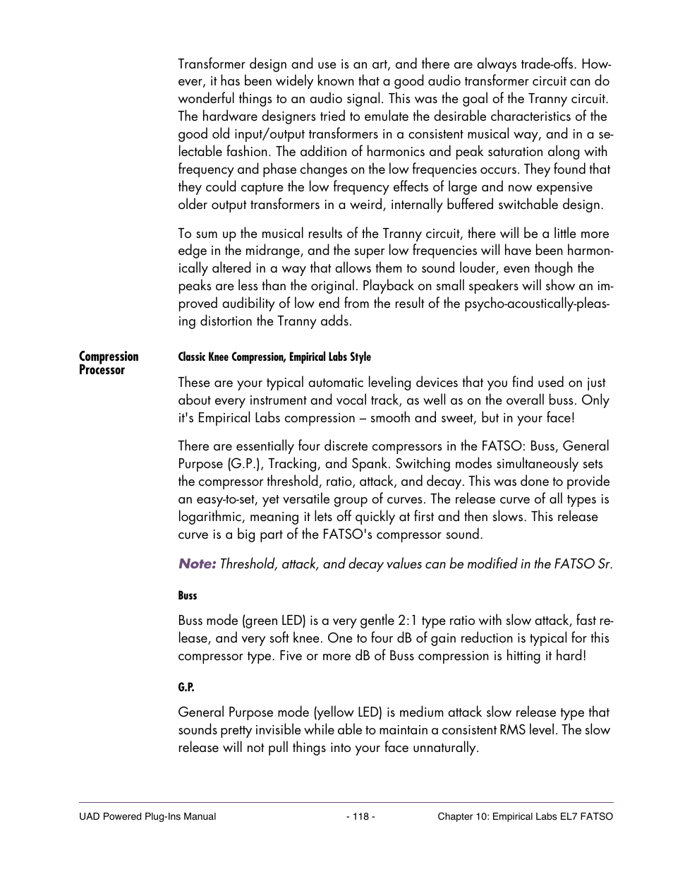Compression processor | Universal Audio UAD Plug-Ins ver.7.4.2 User Manual | Page 118 / 508