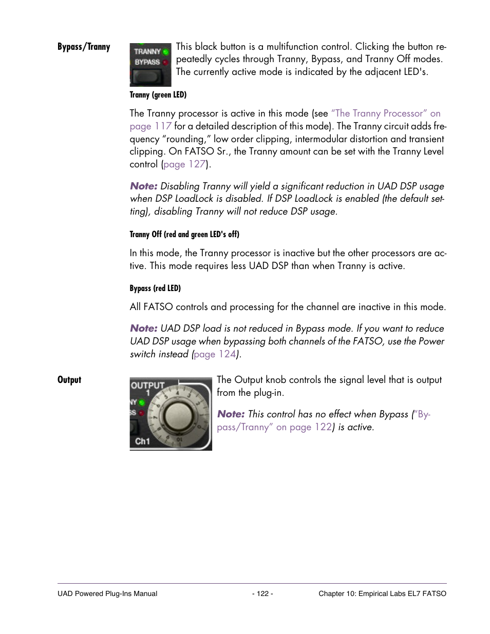 Bypass/tranny, Output, Is active | Universal Audio UAD Plug-Ins ver.7.4.2 User Manual | Page 122 / 508