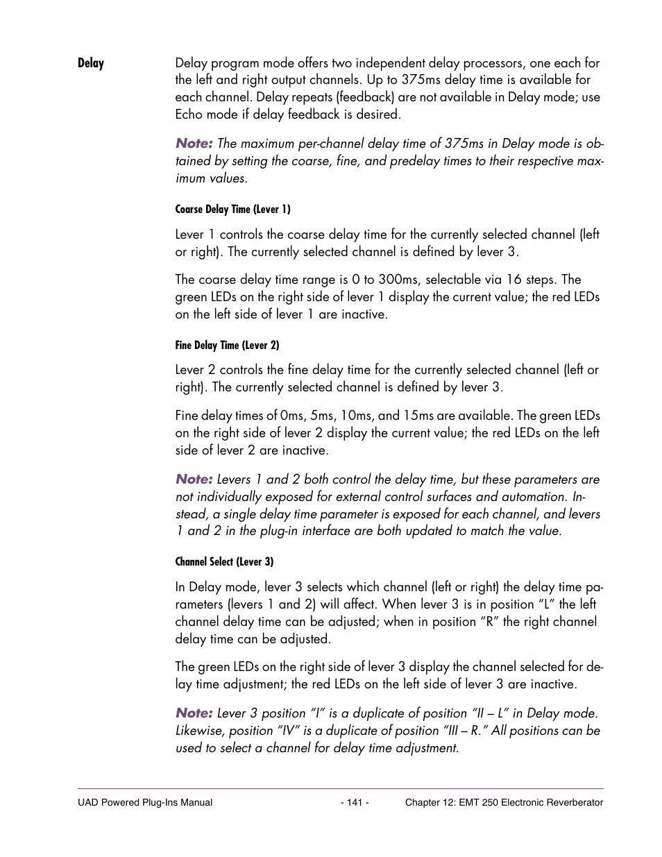 Delay | Universal Audio UAD Plug-Ins ver.7.4.2 User Manual | Page 141 / 508