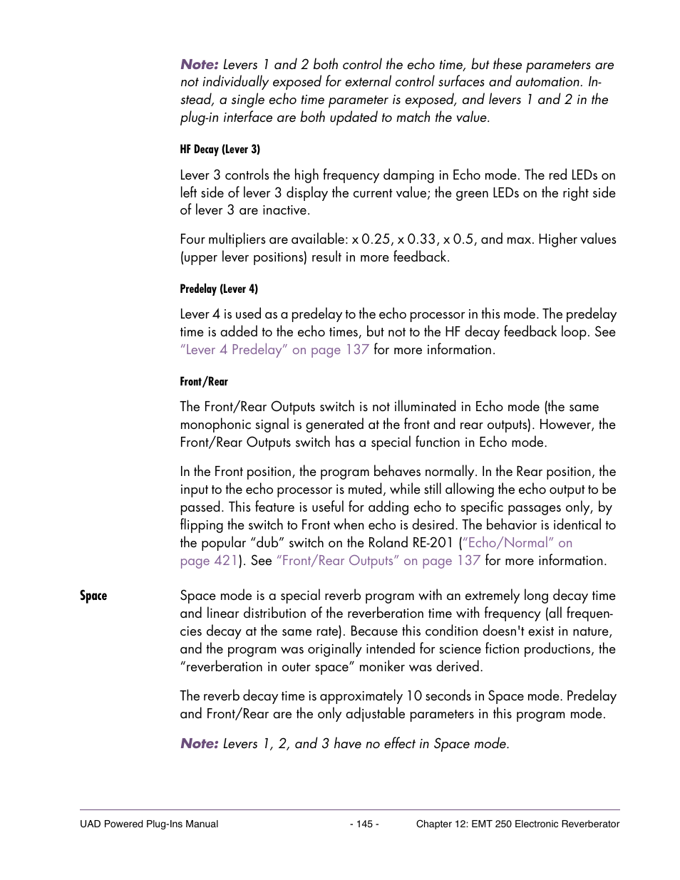 Space | Universal Audio UAD Plug-Ins ver.7.4.2 User Manual | Page 145 / 508