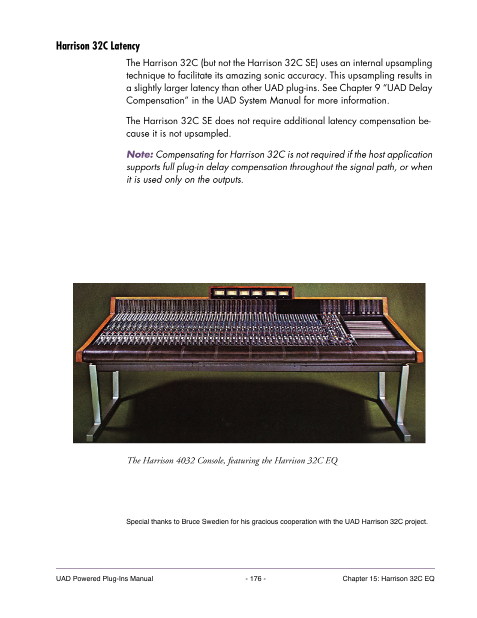 Harrison 32c latency | Universal Audio UAD Plug-Ins ver.7.4.2 User Manual | Page 176 / 508