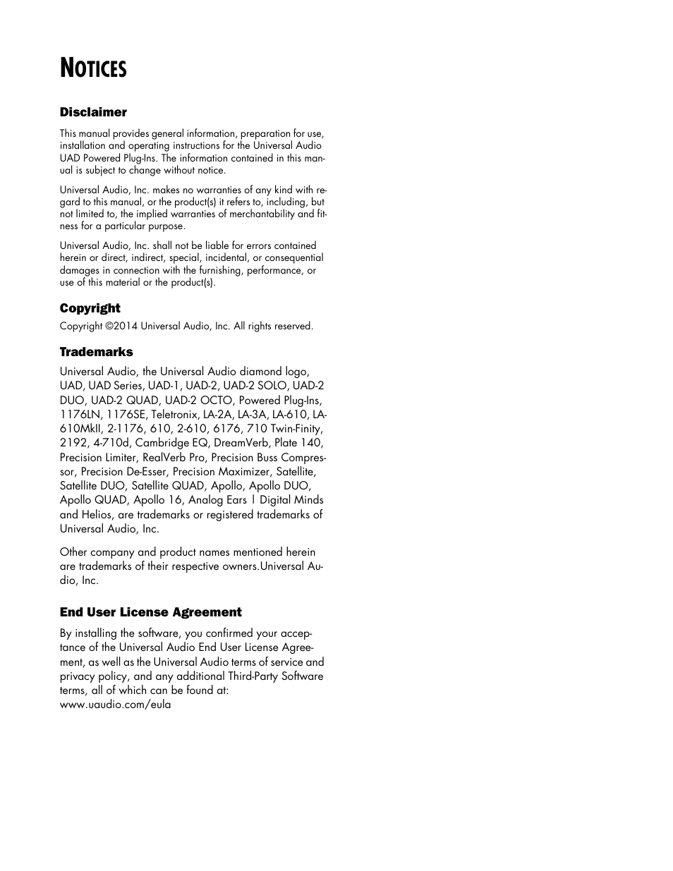 Otices | Universal Audio UAD Plug-Ins ver.7.4.2 User Manual | Page 2 / 508
