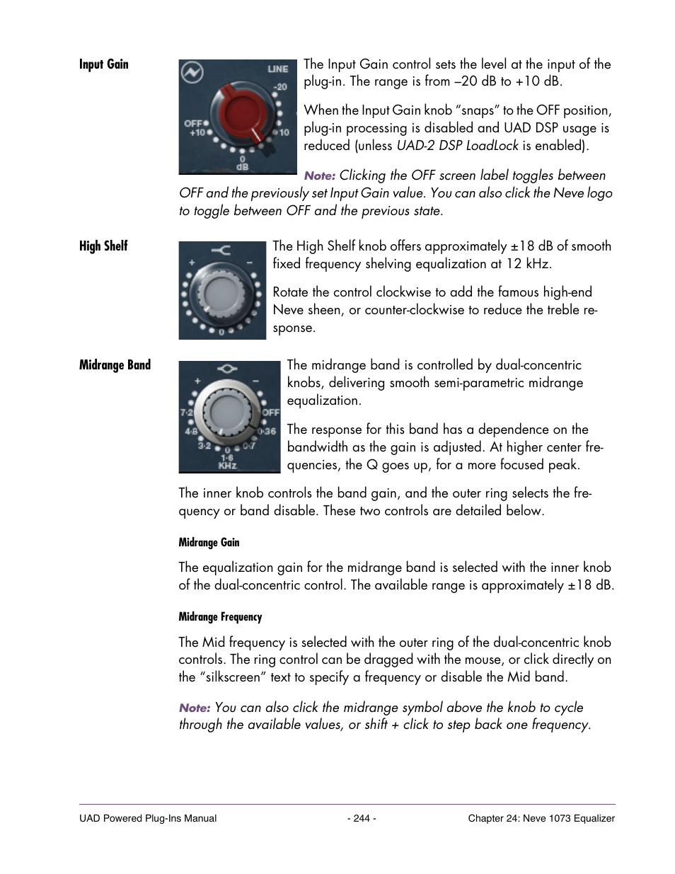 Input gain, High shelf, Midrange band | Universal Audio UAD Plug-Ins ver.7.4.2 User Manual | Page 244 / 508