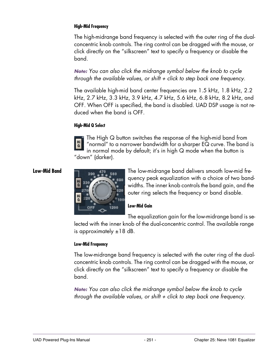 Low-mid band | Universal Audio UAD Plug-Ins ver.7.4.2 User Manual | Page 251 / 508
