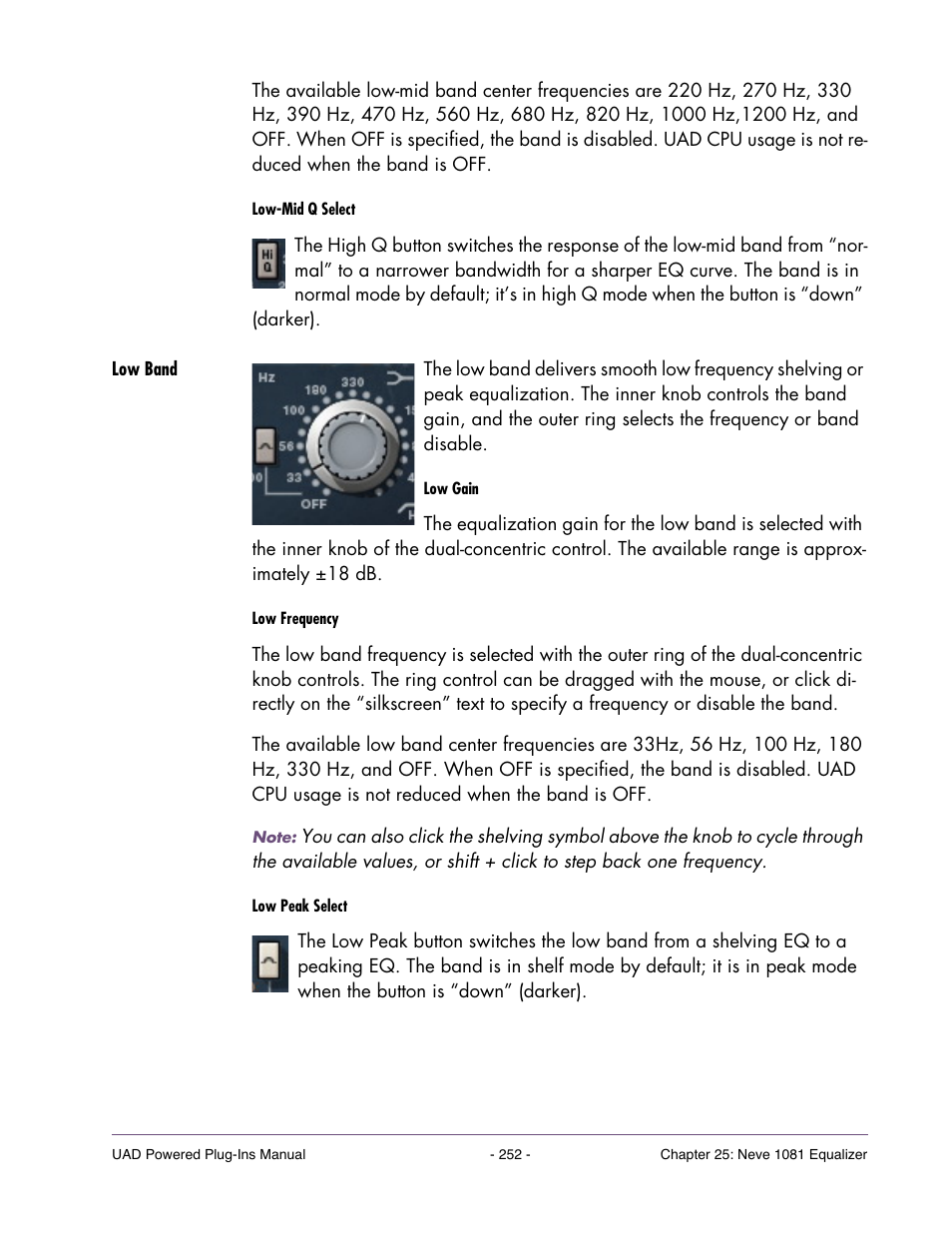 Low band | Universal Audio UAD Plug-Ins ver.7.4.2 User Manual | Page 252 / 508