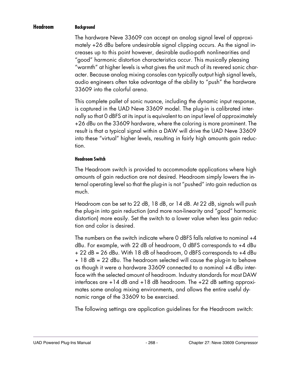 Headroom, More prominent at higher input levels (see | Universal Audio UAD Plug-Ins ver.7.4.2 User Manual | Page 268 / 508