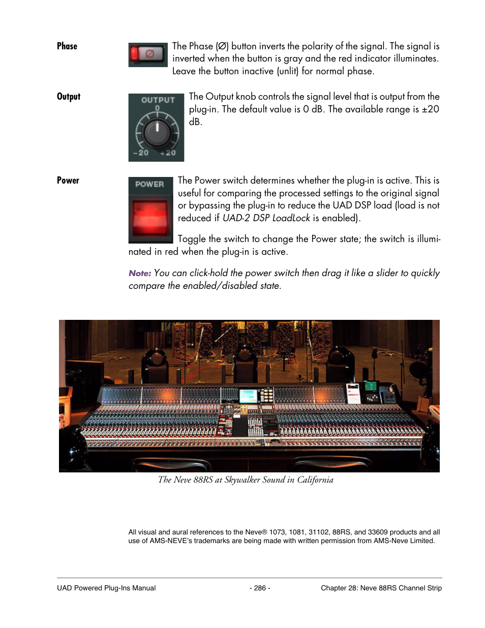 Phase, Output, Power | Universal Audio UAD Plug-Ins ver.7.4.2 User Manual | Page 286 / 508