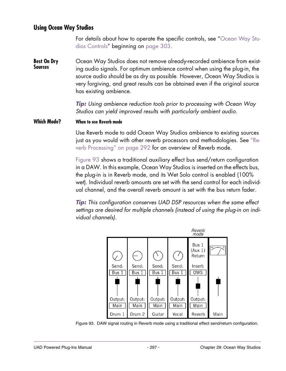 Using ocean way studios, Best on dry sources, Which mode | Using ocean | Universal Audio UAD Plug-Ins ver.7.4.2 User Manual | Page 297 / 508