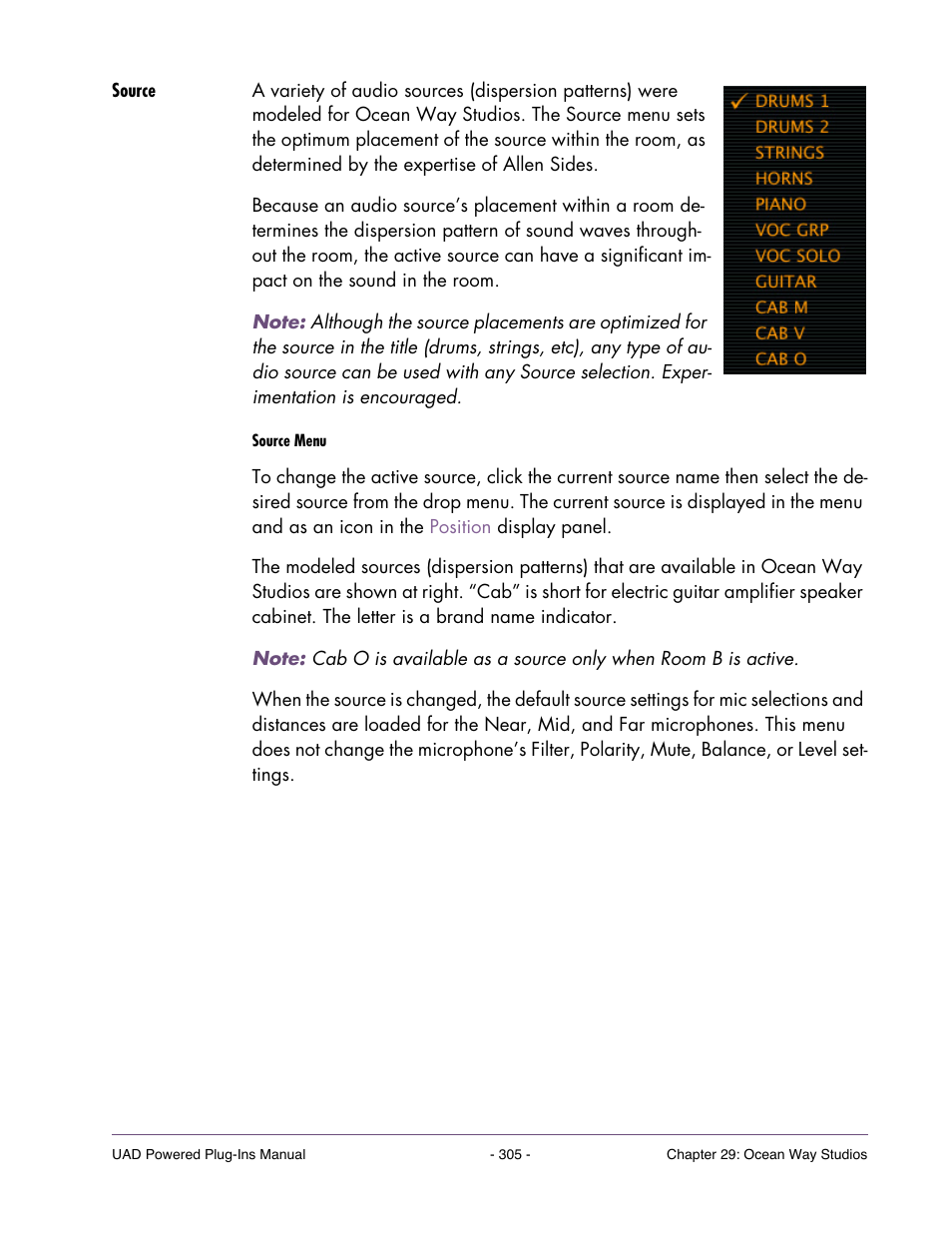 Source | Universal Audio UAD Plug-Ins ver.7.4.2 User Manual | Page 305 / 508