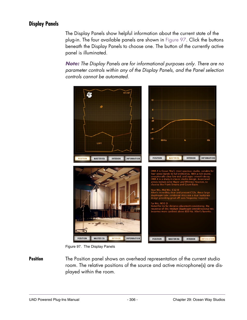 Display panels, Position | Universal Audio UAD Plug-Ins ver.7.4.2 User Manual | Page 306 / 508