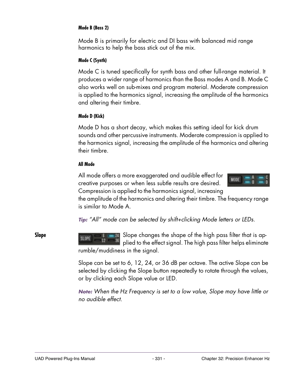 Slope | Universal Audio UAD Plug-Ins ver.7.4.2 User Manual | Page 331 / 508