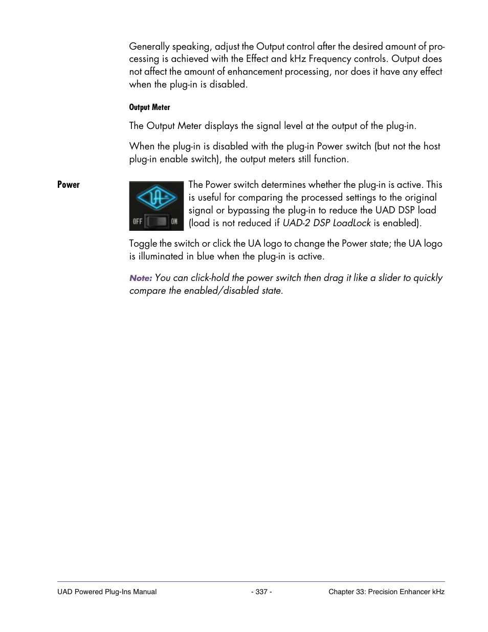 Power | Universal Audio UAD Plug-Ins ver.7.4.2 User Manual | Page 337 / 508