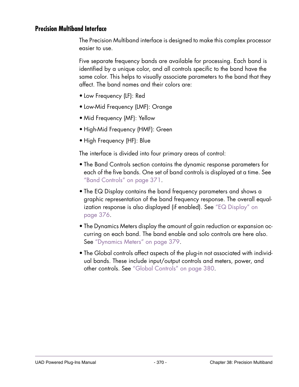 Precision multiband interface | Universal Audio UAD Plug-Ins ver.7.4.2 User Manual | Page 370 / 508