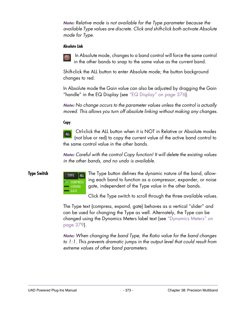 Type switch | Universal Audio UAD Plug-Ins ver.7.4.2 User Manual | Page 373 / 508